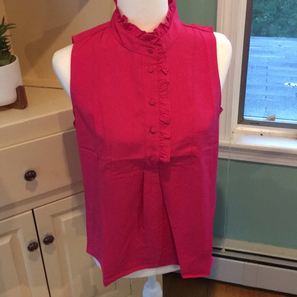 J. Crew Factory pink ruffled button front blouse 6